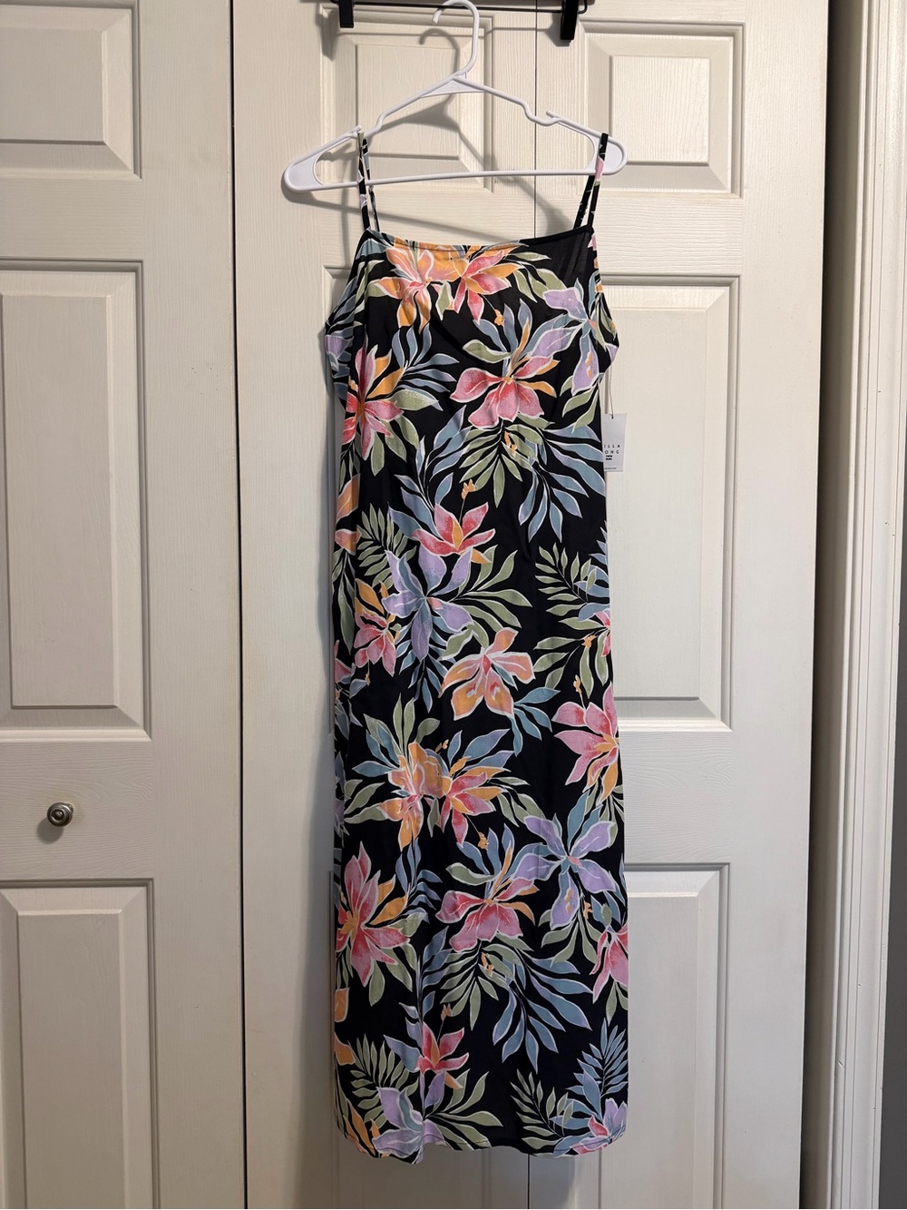 Billabong Black Maxi Dress with Pastel Floral Print